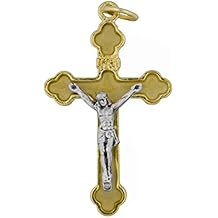 1.5" Latin-Style Crucifix with Colored Enamel and Gold Trim Ivory