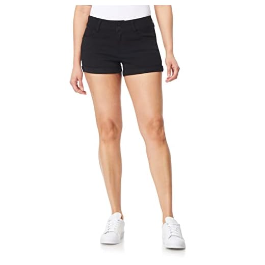 WallFlower Women's Ultra Denim Shorts Mid-Rise Insta Soft Juniors (Standard and Plus), Black, 9