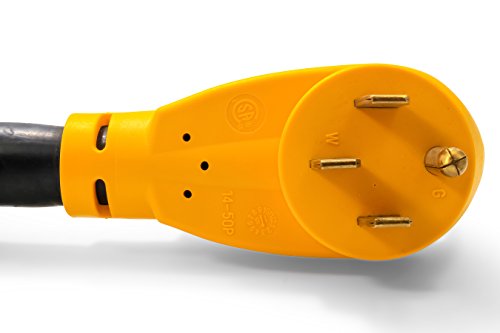 image for Camco 25' PowerGrip Cord with 50M/50F-90 Degree Locking Adapter | Allo