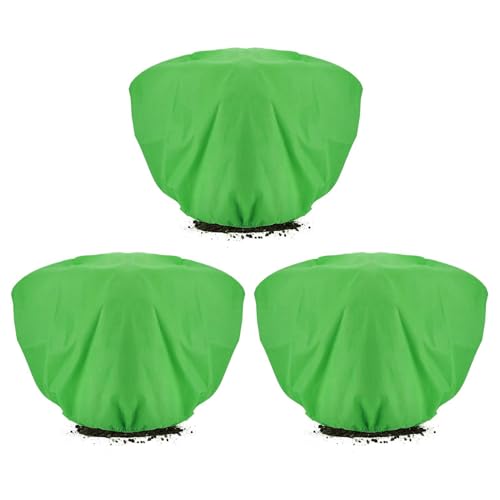 ANPHSIN 3 Pcs Plant Covers Freeze Protection - 19.6in x 39.3in Winter Shrub Plant Protection Bags, Frost Blankets Cloths with Drawstring for Outdoor Garden Rose Bush Plants, Green