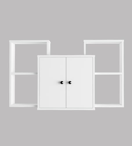 Image of WYDE Multipurpose Modular Wall Racks /Shelves /Organiser /Decor Particle Board Wall Shelf (Number of Shelves - 4, White)
