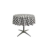 LA Linen Poly Checkered Round Tablecloth, 58-Inch, Black/White
