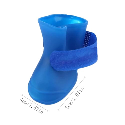 Fayemint 4 Stücke Von Silikon Wasserdichten Hundestiefeln, Pet Shoes für Welpen, rutschfeste Regenschuhe mit Befestigungsband, Geeignet für Regnerische Tage
