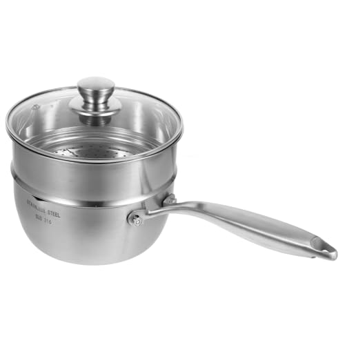 BESTonZON ステンレス製調理用ソースパン 蓋付き蒸し器付き 多用途フライ 煮込み鍋 家用キッチン鍋