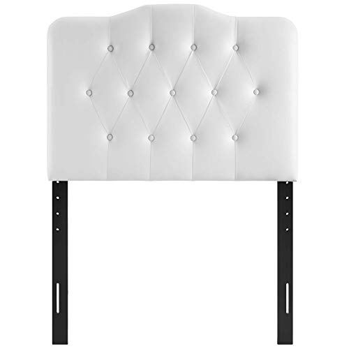 Modway Annabel Tufted Button Faux Leather Upholstered Twin Headboard in White by Modway - Image 6