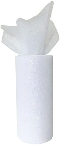 Just Artifacts Glitter Tulle Fabric Roll 25-Yards Length x 6-Inch Width (Color: White)