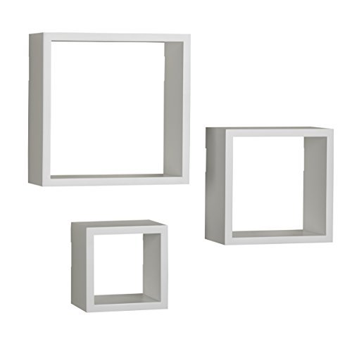 Melannco Floating Square Cube Shelves, For Bedroom, Living Room, Bathroom, Kitchen, Nursery, Set Of 3, White, 3 Count #TOP6