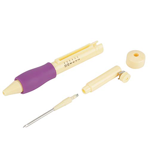 Image of Adjustable Punch Needle Embroidery Kit with 3 Size Needles for Cross Stitching, Rug Yarn, Yellow and Gradient, Beginner Friendly