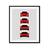 Custom Car Posters Handmade Poster compatible with Acura NSX Generations Print Wall Art Décor of the Evolution of the NSX (NA1, NA2, NC1) - Red, 11x14