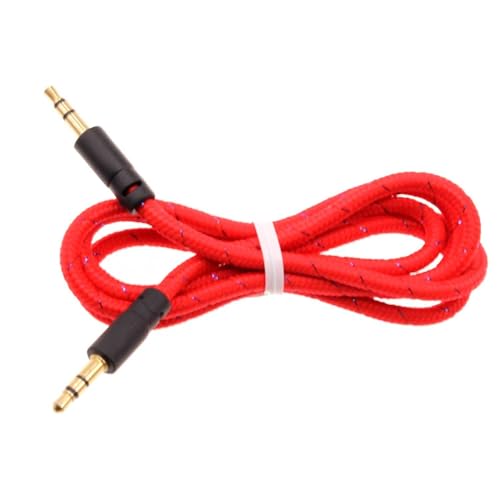 Cable auxiliar 3.5mm trenzado rojo 1 metro