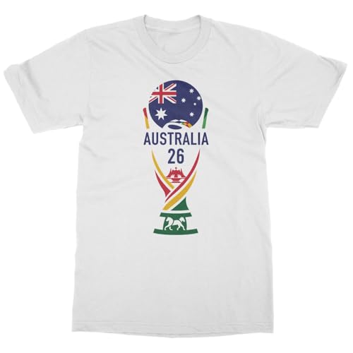 SWEET LEMONS Australia 26 Trophy Graphic | Soccer Pride Fans Unisex T-Shirt (White, Medium)
