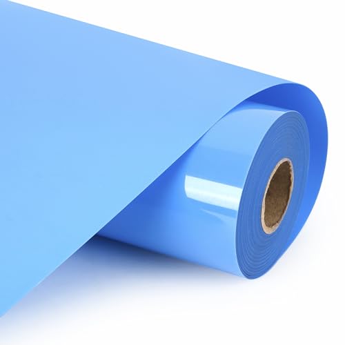 Image of HTVVETUR HTV Vinyl Rolls Heat Transfer Vinyl - 12 inch x 9ft Lake Blue HTV Vinyl for Shirts, Iron on Vinyl for Cameo - Easy to Cut & Weed for Heat Vinyl Design (11 K14 Lake Blue-9ft)