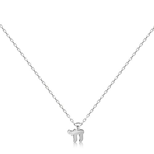 Tiny Hebrew Chai Letter Necklace Silver #TOP3