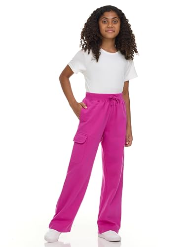 Pantalon cargo New Balance fille : jogging large en coton doux, tailles 4 à 16 ans