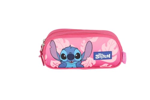 Estojo Escolar Disney Stitch 2 divisórias Licenciado Rosa