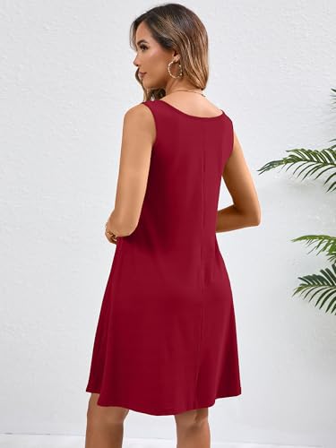 Image of Heymoments Women's Summer Dresses Sleeveless Casual Fashion Loose Swing Button Down Beach Dress with Pockets