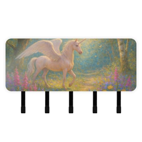 siphylline Pink Winged Unicorns Landscape Key Holder with Mail Organizer