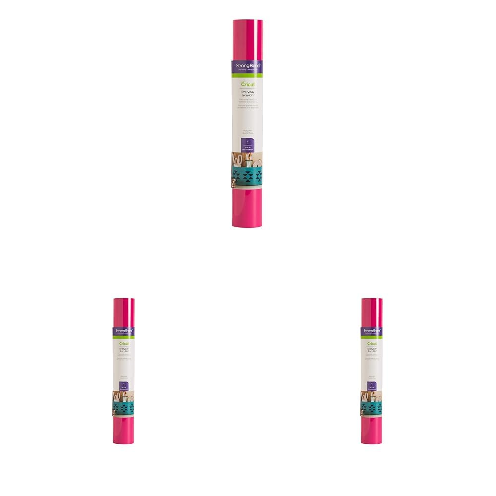 Cricut Everyday Iron On - Party Pink, 3-Pack of 2ft Rolls (12"x24"), 6ft Total - HTV Heat Transfer Vinyl for Shirts, Apparel, Hats &amp; More - Compatible with Maker &amp; Explore Machines