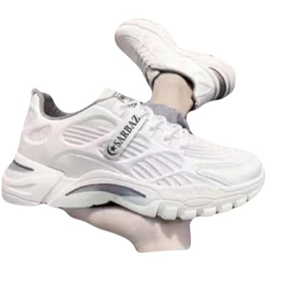 SARBAZ Men Walking and Running Non Slip Shoes, Lightweight Gym Sneakers, Breathable Workout Sneakers, Comfortable and Versatile Shoes White2