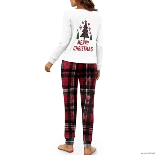 Image of Women's 2 Piece Printed Pajama Set Long Sleeve Sleepwear Set with Long Pants Casual Lounge Sets with Pocket