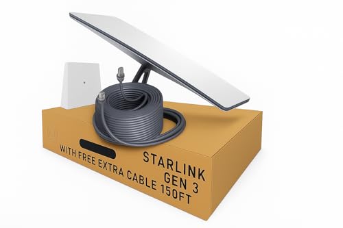 Starlink Gen 3 Standard Satellite Internet Kit – Dish with Wi-Fi 6 Router + Extra 150FT Cable...
