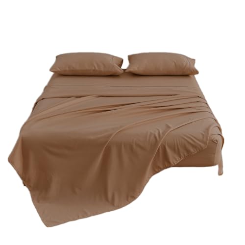 Kingnex Queen Sleeper Sofa Bed Sheets for 60x74 Pull Out Sofa Bed with 4-6 Deep Pocket Soft Double Brushed 1800 Microfiber 4 Piece Bedding Set Coffee by Kingnex - Used condition - Image 2