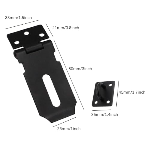 Image of HLMOptimo Stainless Steel Hasp Lock Latch - 3 Inch Matte Black Door Lock with Screws - 2 Pack (2 & 3 Inch)