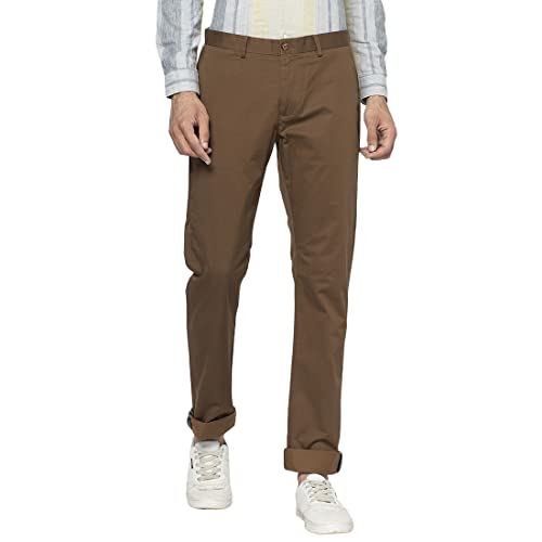 Image of Blackberrys Men Brown Self-Design Trousers