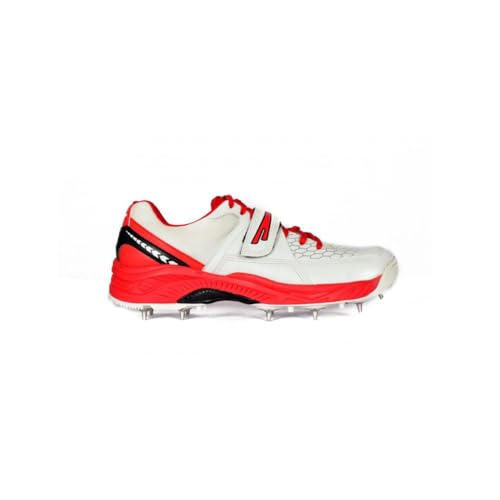 Image of Sega star impact Reach Spike Shoes, White and Red, Metal Spikes, Velcro Strap