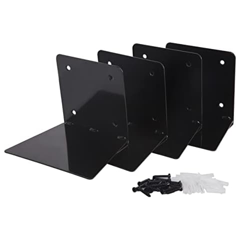 STORAGE MANIAC Invisible Floating Bookshelves, Heavy-Duty Book Organizers, Black 4-Pack Large Cover