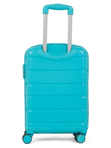 Image of Teakwood MA Trolley Bag, Hard Cabin with Zipper Closure, Adjustable Push Button & Cross Side Strap, Number Lock System 360 Degree (Small, Aqua Green)