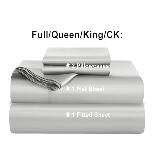 NTBAY Queen Satin Sheet Set, 4 Piece, Silver Grey - image 4
