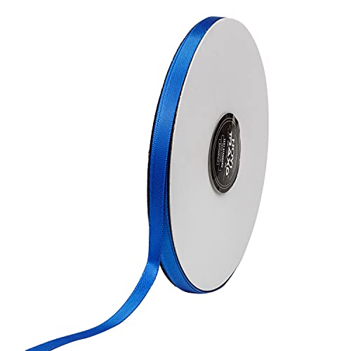 Noyi Traxd 50 Yards Blue 1/4 Inch Wide Double Faced Polyester Satin Ribbon For Craft,Wedding,Gift Wrapping,Bow Making & Other Projects #TOP2