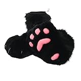 BNLIDES Cosplay Animal Cat Wolf Dog Fox Fursuit Feet Paw Claw Shoes Furry Boots Costume Accessories for Adult (Black)