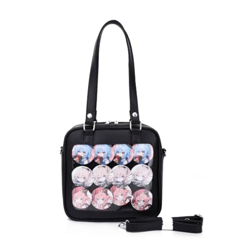Sac à bandoulière transparent Harajuku noir 3 voies pour trouver ses affaires vite