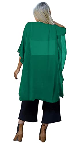 Image of Indian Trendy Women's Solid Puff Sleeve Kimono Long Cardigan Loose Cover Up Casual Blouse Top Chiffon