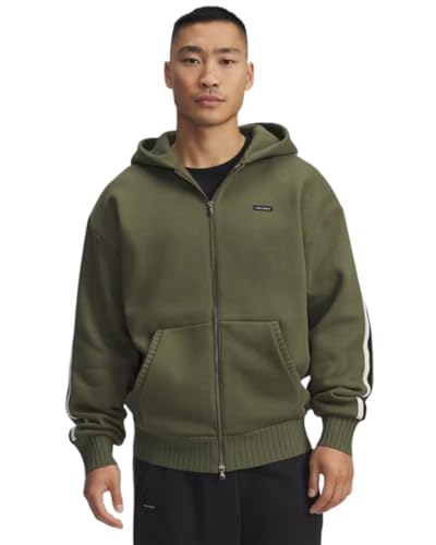 Veste zippée Under Armour Icon Heavy Rib FZ homme vert kaki Marine OD Green taille L