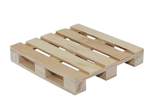 Creative Hobbies 6-Pack Mini Wood Pallet Coasters for Beverages, Hot and Cold Drinks, Mini Building Blocks Stacking, DIY Crafts, 4" x 4" x 11/16"