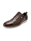 Louis Philippe Fodera traspirante da uomo in pelle di alta qualità, antiscivolo, tacco piatto, suola in TPR semi formale casual con lacci, marrone, 6 UK