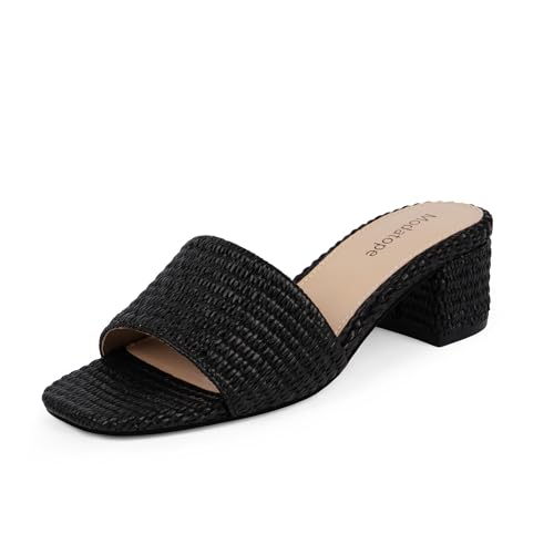 Modatope Black Heels for Women Braided Chunky Heel Open Toe Sandals...