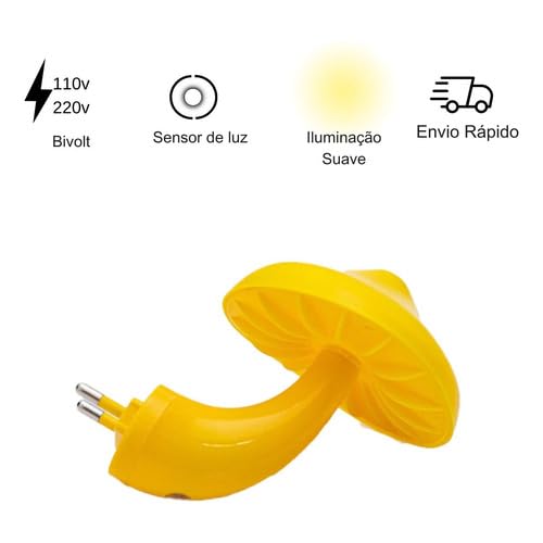 Abajur De Tomada - Luz Noturna De Tomada De Cogumelo - Led - Sensor