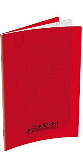 Cahiers Seyès CONQUERANT 17x22 cm grands carreaux 96 pages à couverture polypro rouge
