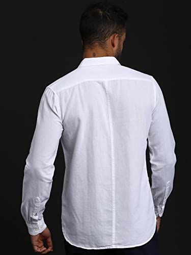 Image of THE BEAR HOUSE Men's Tbh Cotton-Linen Summer Shirt |White |L |TBH-Compass-WH-L |