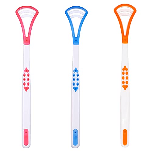 YOUYA Tongue Scraper Tongue Brush, BPA Free Oral Hygiene Tool To Help Resist Bad Breath and Freshen The Breath, Great for Adult Kids Remove Tongue Coating (3 pieces)