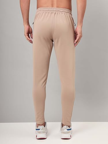 Image of TECHNOSPORT Men's Slim Fit Track Pants with Zip Pockets, ELASTO Plus Quick Dry Stretchable Lightweight Lower for Gym Running Yoga and Sports
