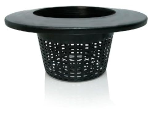 6 in. Wide Lip Bucket Basket - Round Plant Container with Mesh Bottom - Hydrofarm HG6RDBK