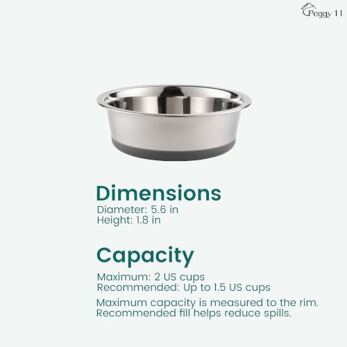 PEGGY11 Nonslip Stainless Steel Dog Cat Bowls, 2 US Cup Each, 2 Pack - Image 5