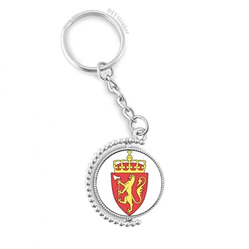 Porte-clés rotatif emblème Norvège aux finitions soignées en acier multicolore durable