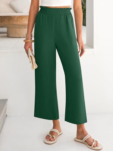 Image of ANRABESS Womens Wide Leg Palazzo Pants Summer Beach High Waisted Cropped Flowy Pants 2026 Dressy Casual Trousers with Pockets