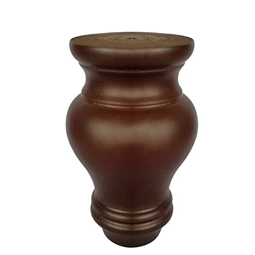 Btibpse 4" Tall Wood Furniture Legs Dark Walnut Sofa/Chair/Lovseat/Ottoman/Couch/Bed Replacement Bun Feet With Mounting Plates Set Of 4 #TOP6